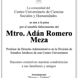 Esquela: Mtro. Adán Romero Meza