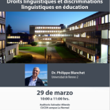 Conferencia: “Droits linguistiques et discriminations linguistiques en éducation”.